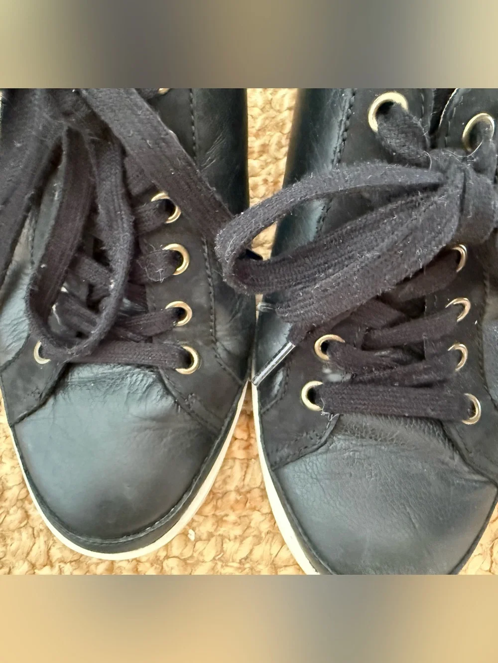 Vionic Black Leather Lace-Up Sneakers with White Sole